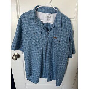 Men's Orvis Blue Short Sleeve Button Up Large